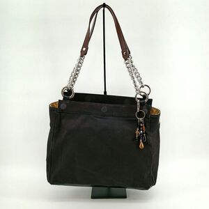 Miche Prima Base Black Purse Raven Charm Chain Handles Brown Carabiners Silver